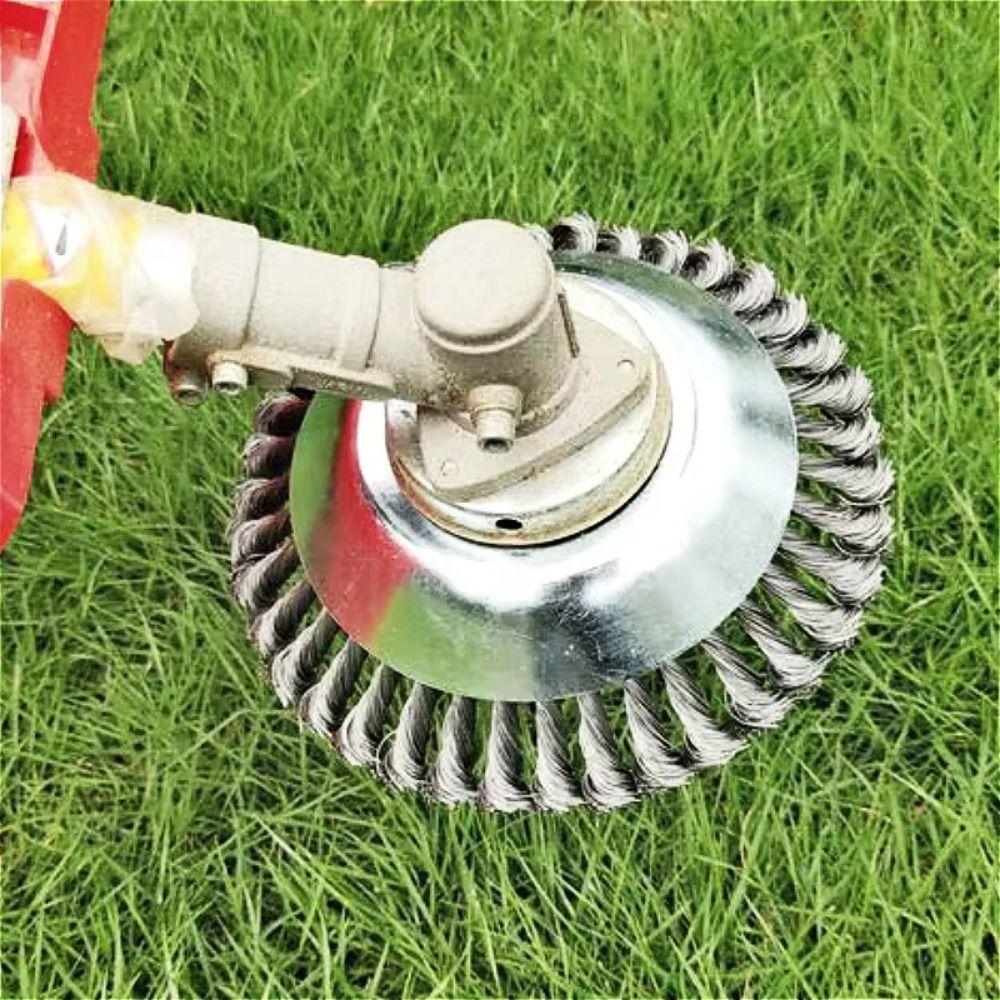 Round Weed Brush Cutter Head Knotted Steel Wire Weed Trimmer Disc Grass Trimmer Head Garden Use