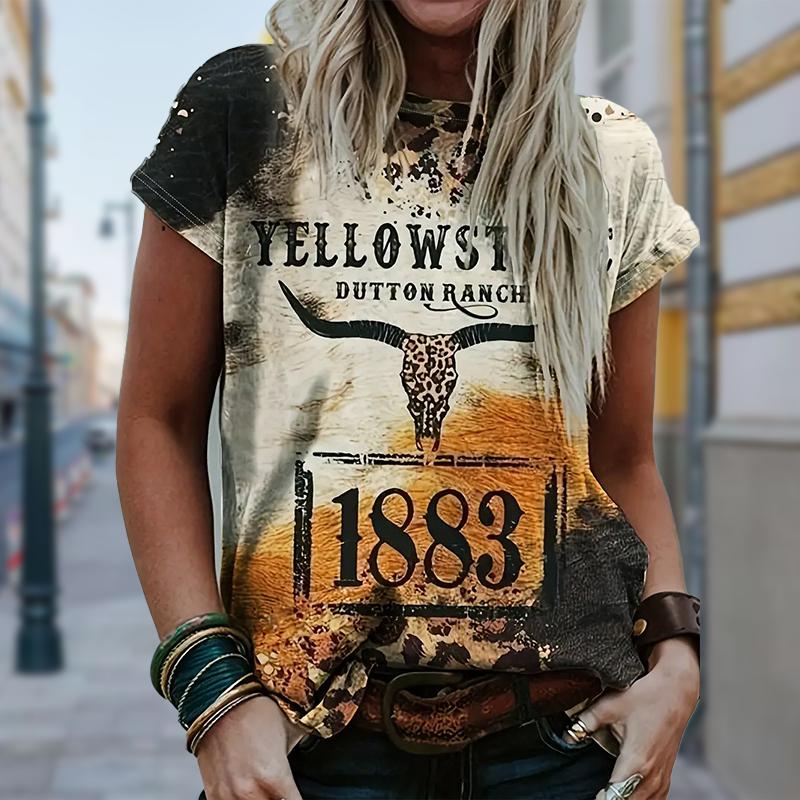 Women Summer T Shirt Retro Fashion Short Sleeve Tees Casual Trend Printed  Tops