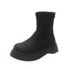 Fashion 2025 Women's Suede Leather Thick Sole Platform Flat Slip-on Autumn Mid-calf Boots Casual Female Punk Half Boots Shoes for Woman