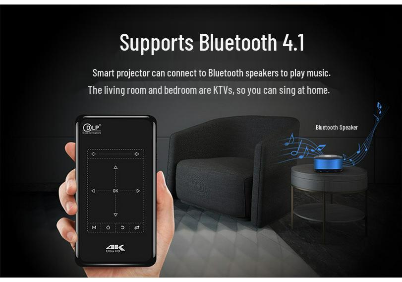 DLP 4K 3D HD Mini Projector with Mobile Connectivity, 2+32G
