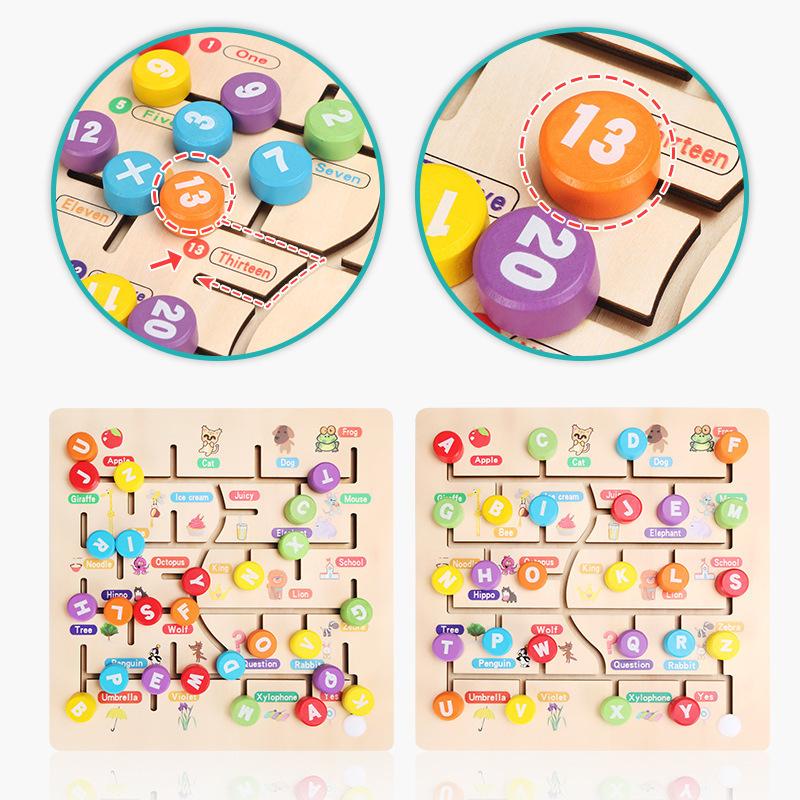 Manipulation Board Maze Pedagogical Educational Math Game 4yr Old Learning Letters Kids Wooden Number Autism Toys for Boys Girls