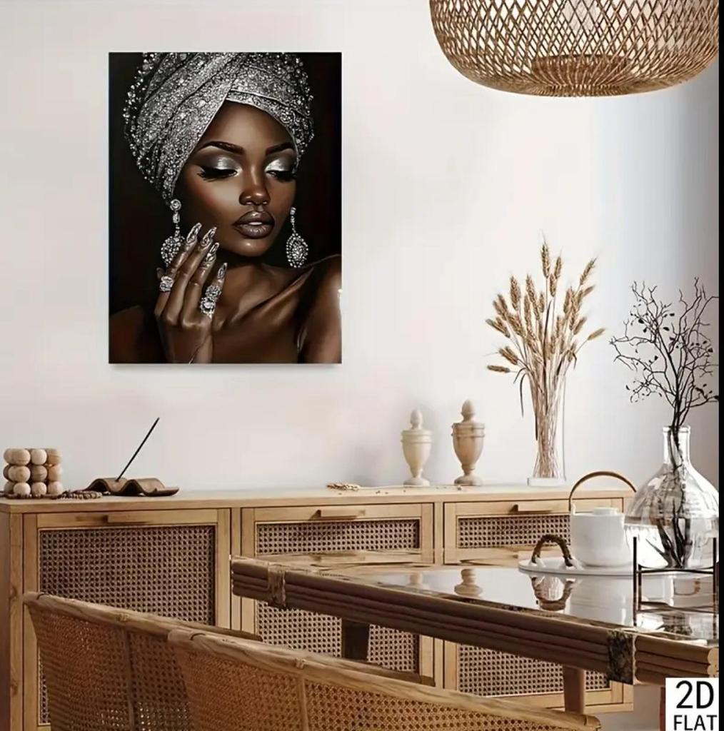Modern African Woman Wall Art for Bedroom and Living Room