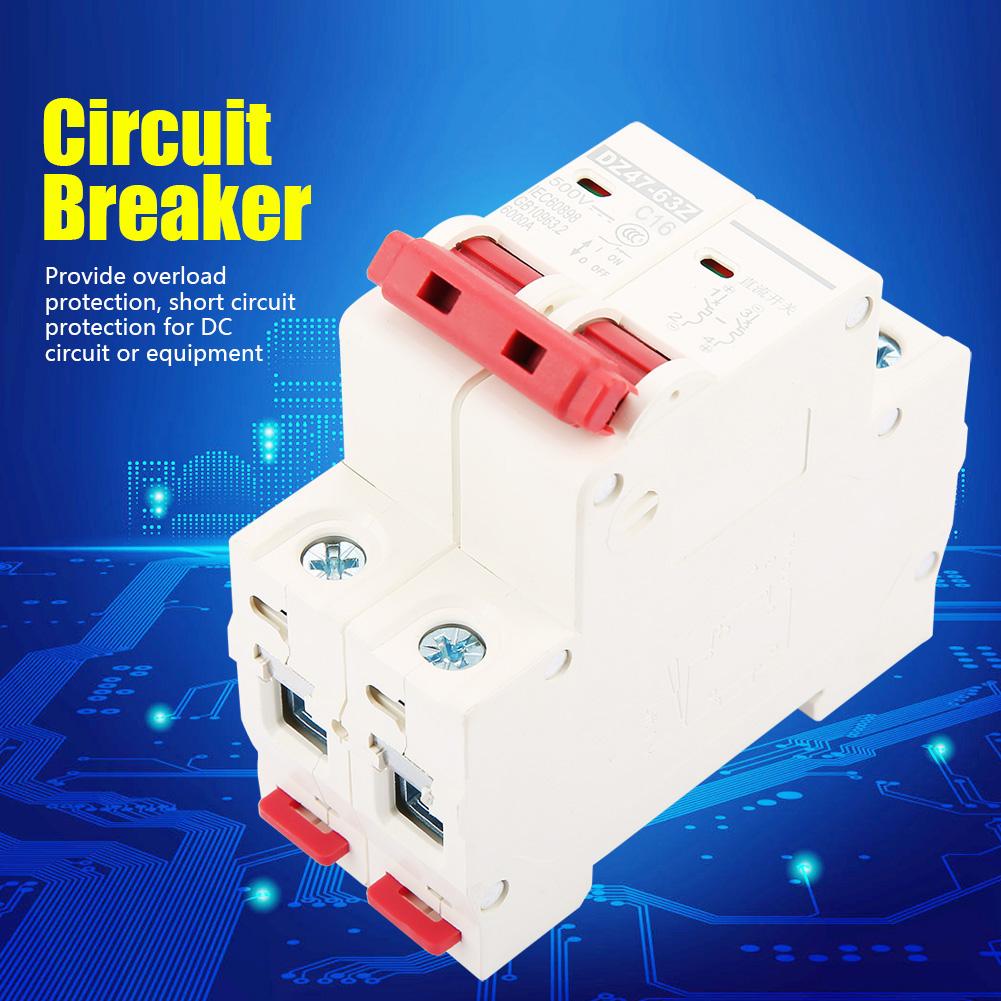 2P DC 500V 16A Mini Circuit Breaker MCB Safety Breaker DZ47 63Z 2P