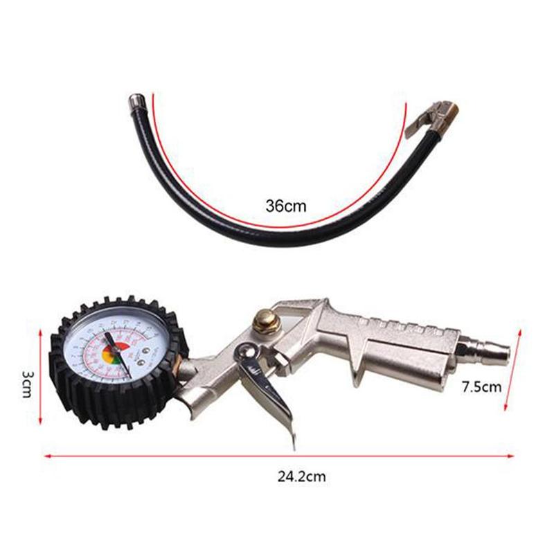 Buy Alloy Tires Inflator Gauge Flexible Hose Fitting Pneumatic