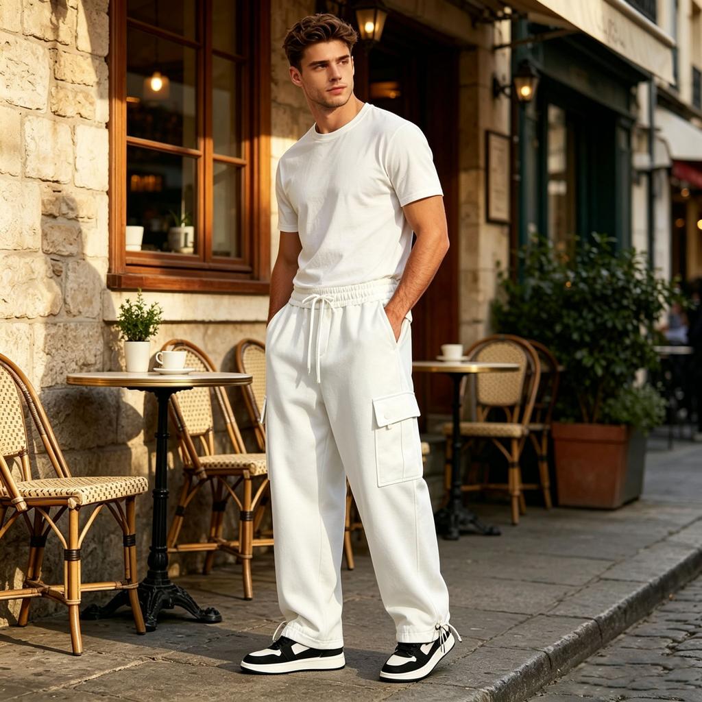 Men's Casual Cargo Pants with Multiple Pockets Loose Fit for Everyday Wear