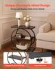 End Table, 3-Tier Narrow Side Table with Open Storage Shelves, Modern Nightstand Bedside Desk with Round Metal Frame, Wood Sofa Coffee Desk for Living