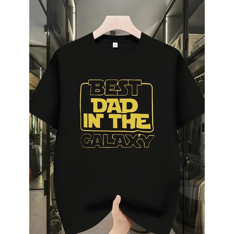 European size Men's "World's Best Dad" Graphic T-Shirt Casual Crew Neck Tee with Lettering, Perfect for Outdoor Activities and Casual Wear