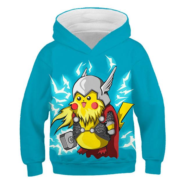 2025 Year Pokemon Hoodies Kids Cartoon Pullover Pikachu Sweatshirt Long Sleeve Children Clothes Boy Fashion Top 4-14 Years Kid Streetwear
