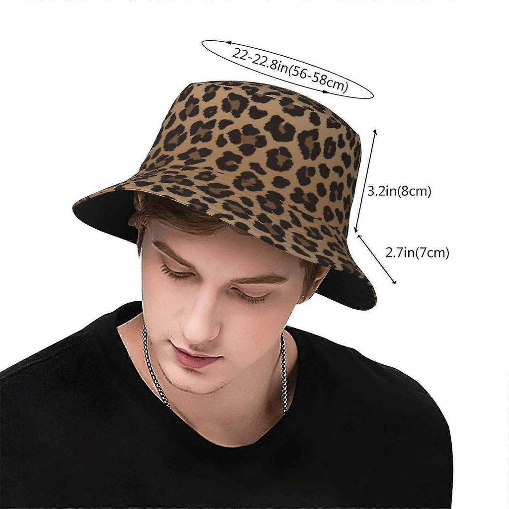 Funny Leopard Animal Print Bucket Hat For Women Men Sun Hats Beach Fishing Cap Unisex Travel Outdoor Caps