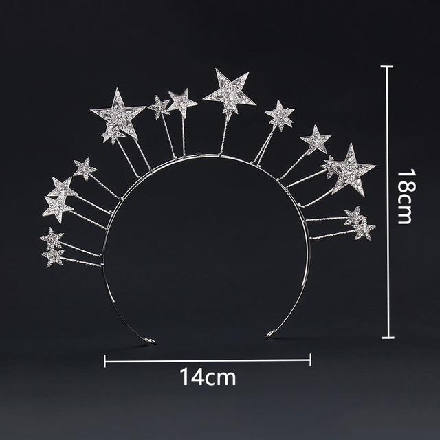 

Роскошные блестящие звездные тиары для свадебных невест и девочек, аксессуары для волос, корона принцессы, серебристый головной убор со стразами