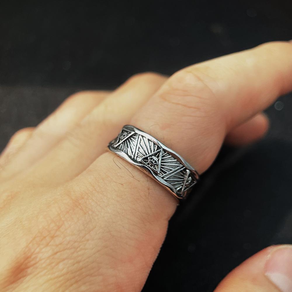 Retro Eye of Providence Adjustable Open Ring Punk Gothic Mystic Ring For Men Women Edgy Zircon Vintage Accessories Unisex Gift