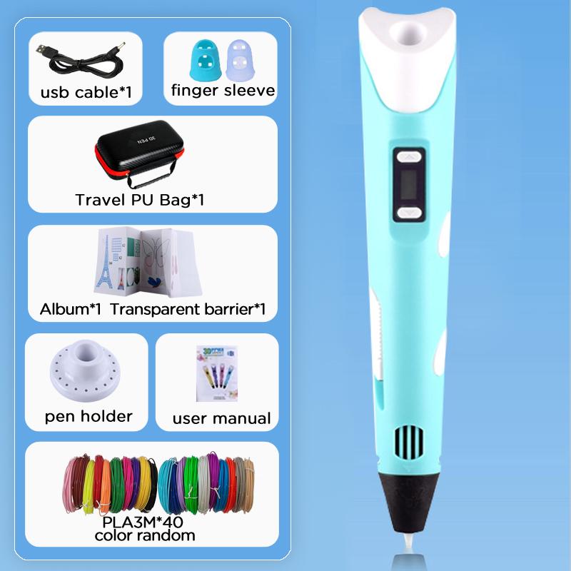 3D Printing Pen 40 Colors DIY 3D Painting Children Toys Fun Camouflage With LCD Screen Compatible PLA Filament Toys Gift
