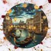 Venice Grand Canal Gondola Night Scene Round Metal Sign D Flat Printed Vintage Italian Cityscape Art Tin Plaque Romantic Euro