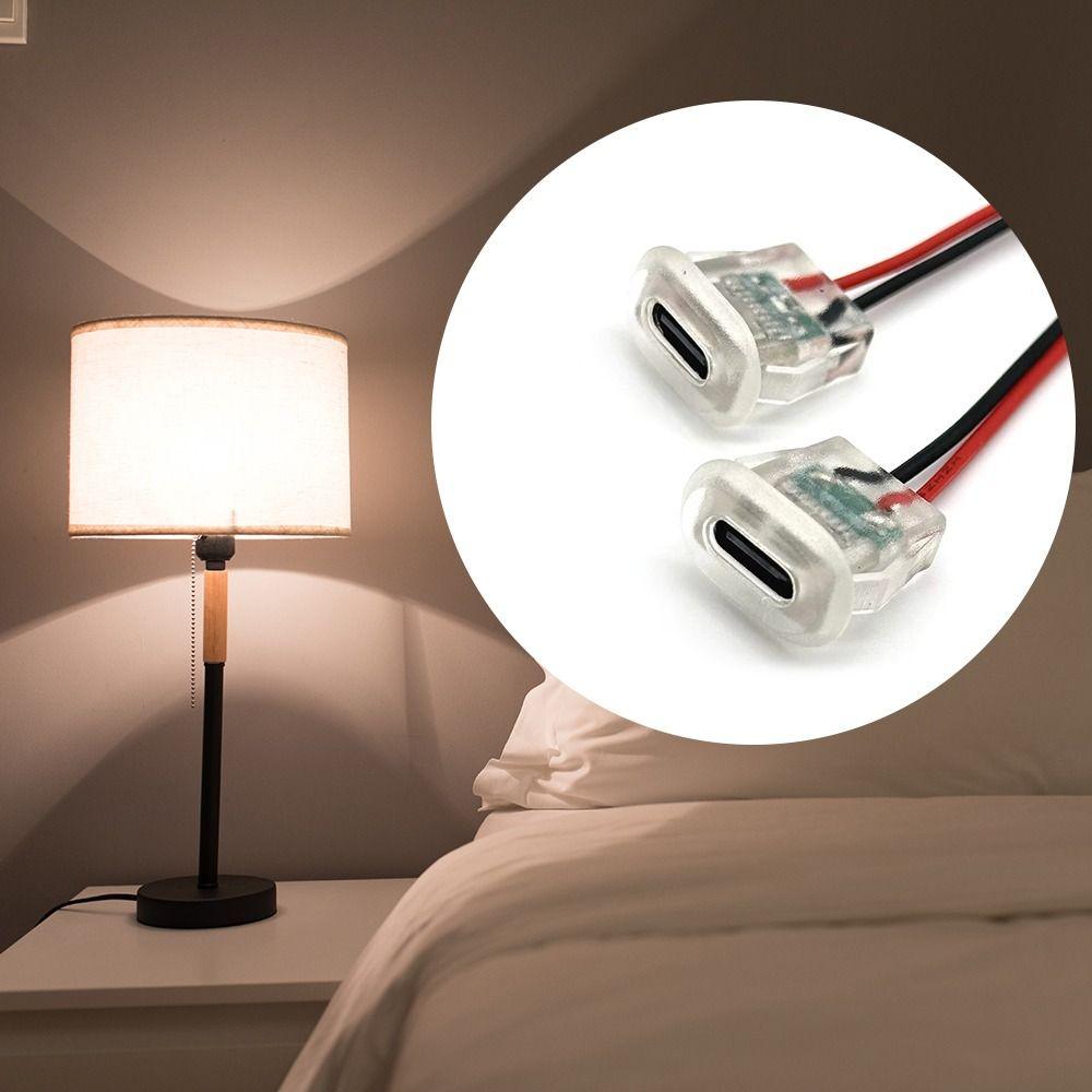 

Waterproof 2pin USB Type C Port With LED lights Plate TYPE-C Female Connector Jack