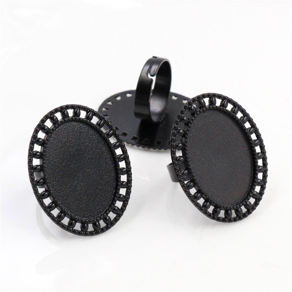 18x25mm 5pcs Antique Silver Plated/ Bronze/Black Brass Oval Adjustable Ring Settings Blank/Base,Fit 18x25mm Glass Cabochons