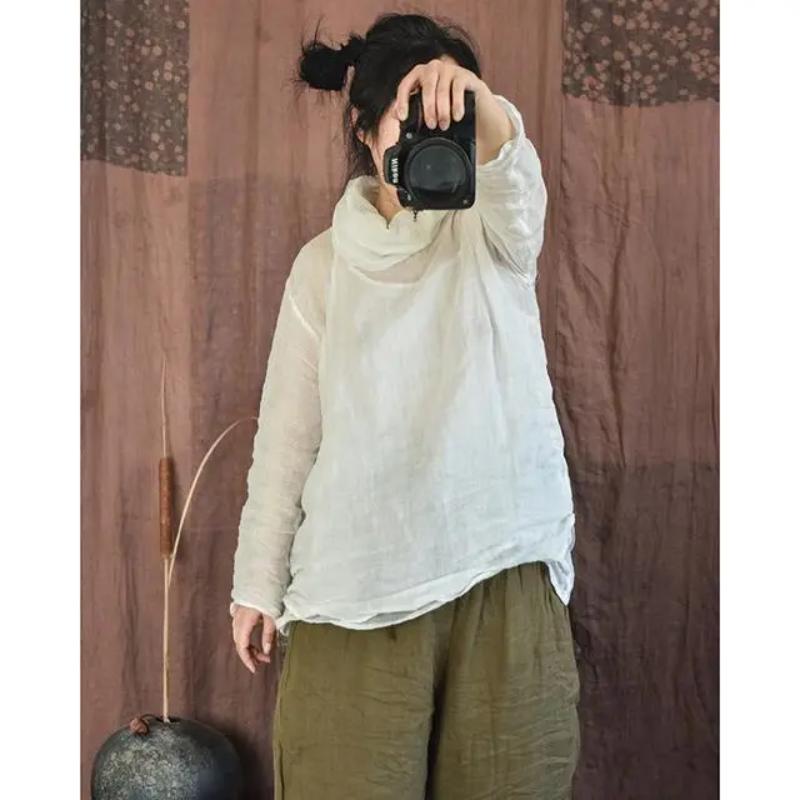 

Womens Casual Solid Color Cowl Neck Long Sleeve Blouse M белый