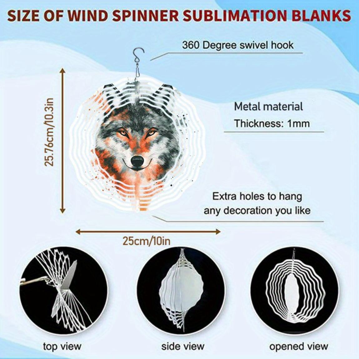 

Волк Акварель Музыка ветра с вращающимся на 360 градусов крючком Декор для улицы, сада, патио Всепогодный 3D Динамическое искусство для праздничных подарков