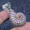 Ammonite Fossil Gemstone 925 Sterling Silver Jewelry Pendant 1.85"