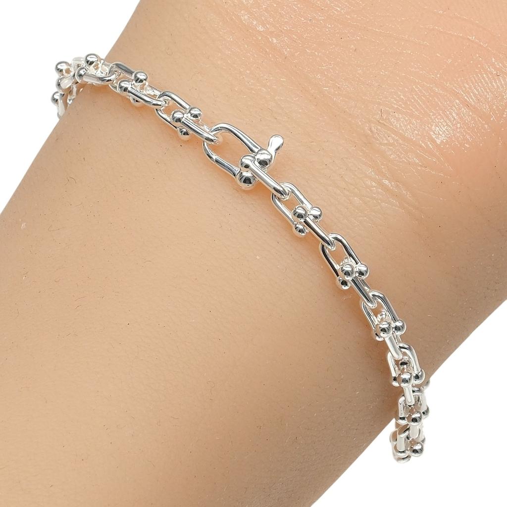 TIFFANY&Co. Hardware Microlink Armband Handgelenkgröße 6,7" Silber 925 7,29g Damen Gebraucht