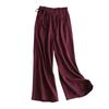Women's Cotton Linen Wide Leg Palazzo  Pants Elastic High Waist Capris Trousers