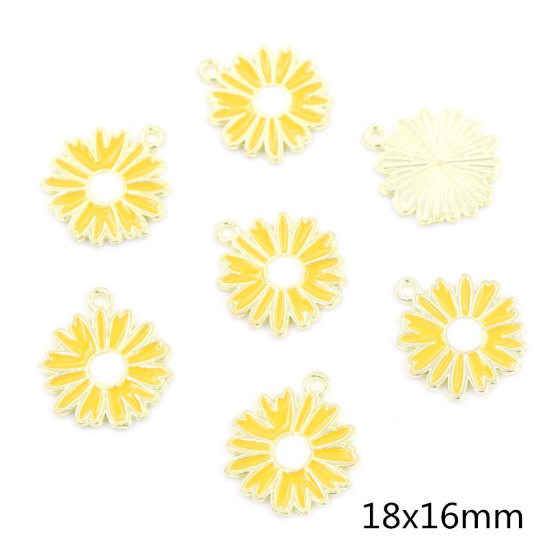 20pcs Enamel Flower Charms Pendant Alloy Metal DIY Jewelry Making Accessories Findings for Earrings Necklace Bracelet