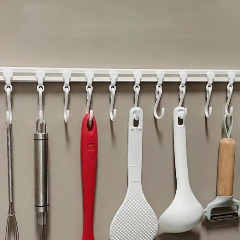 

Новый крючок на раздвижной рейке, артефакт для хранения на кухне, самоклеящийся крючок на заднюю часть двери, ряд крючков, подвесная полка в один ряд, подвесная штанга, непрерывный ряд, раздвижной #1