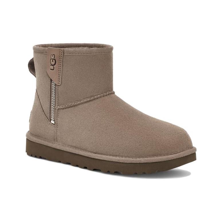 New UGG Classic Mini Bailey Zip 'Beige Grey' Women's 1151230-SKP
