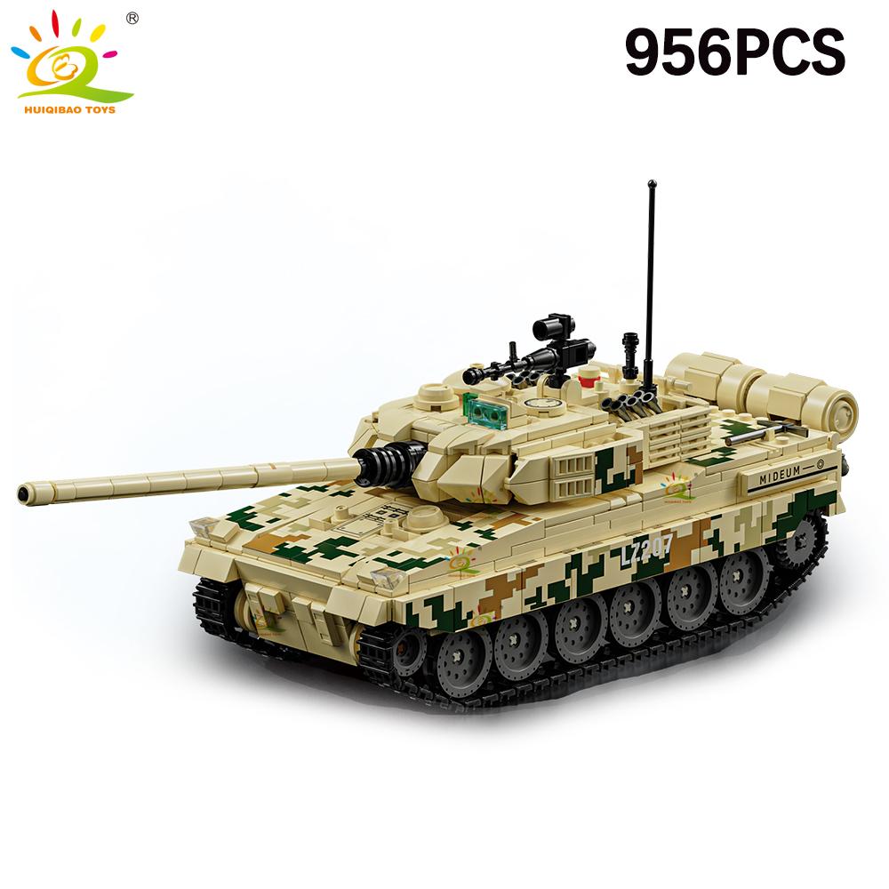 HUIQIBAO WW2 Wojskowy Czołg T-34 Zestaw Klocków Budowlanych dla Dzieci Broń Armii Samochód Ciężarówka Klocki Zabawka Miasto Klocki Budowlane Prezent