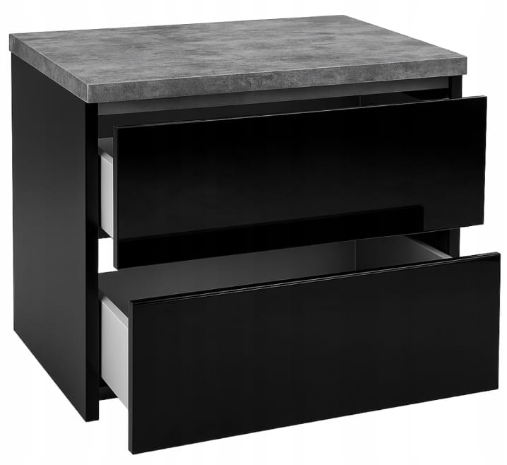 Black Wall-hung Bathroom Cabinet 60x50cm with Modus Countertop