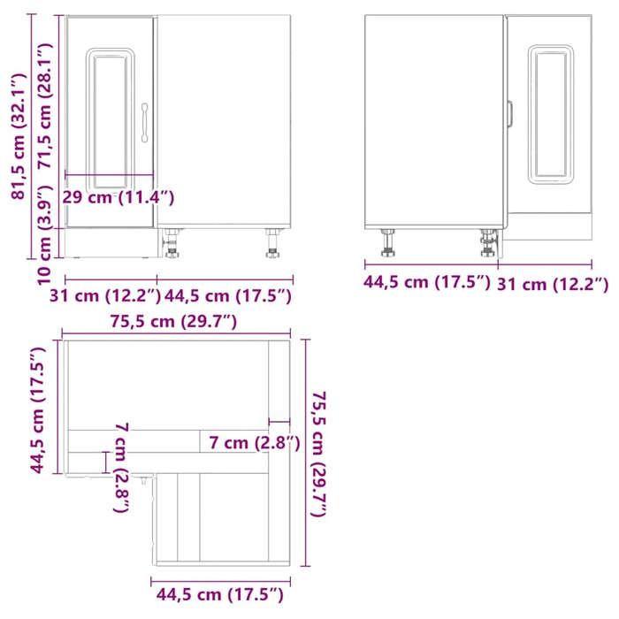 VidaXL Armoire d'angle de cuisine Kalmar gris béton bois d'ingénierie 853511