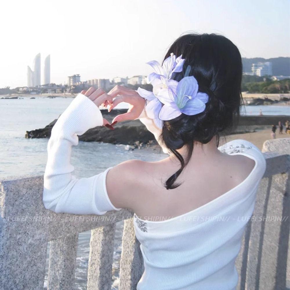 

Sweet Flower Duckbill Clip Bohemia Seaside Vacation Headwear Wedding Headdress Style5