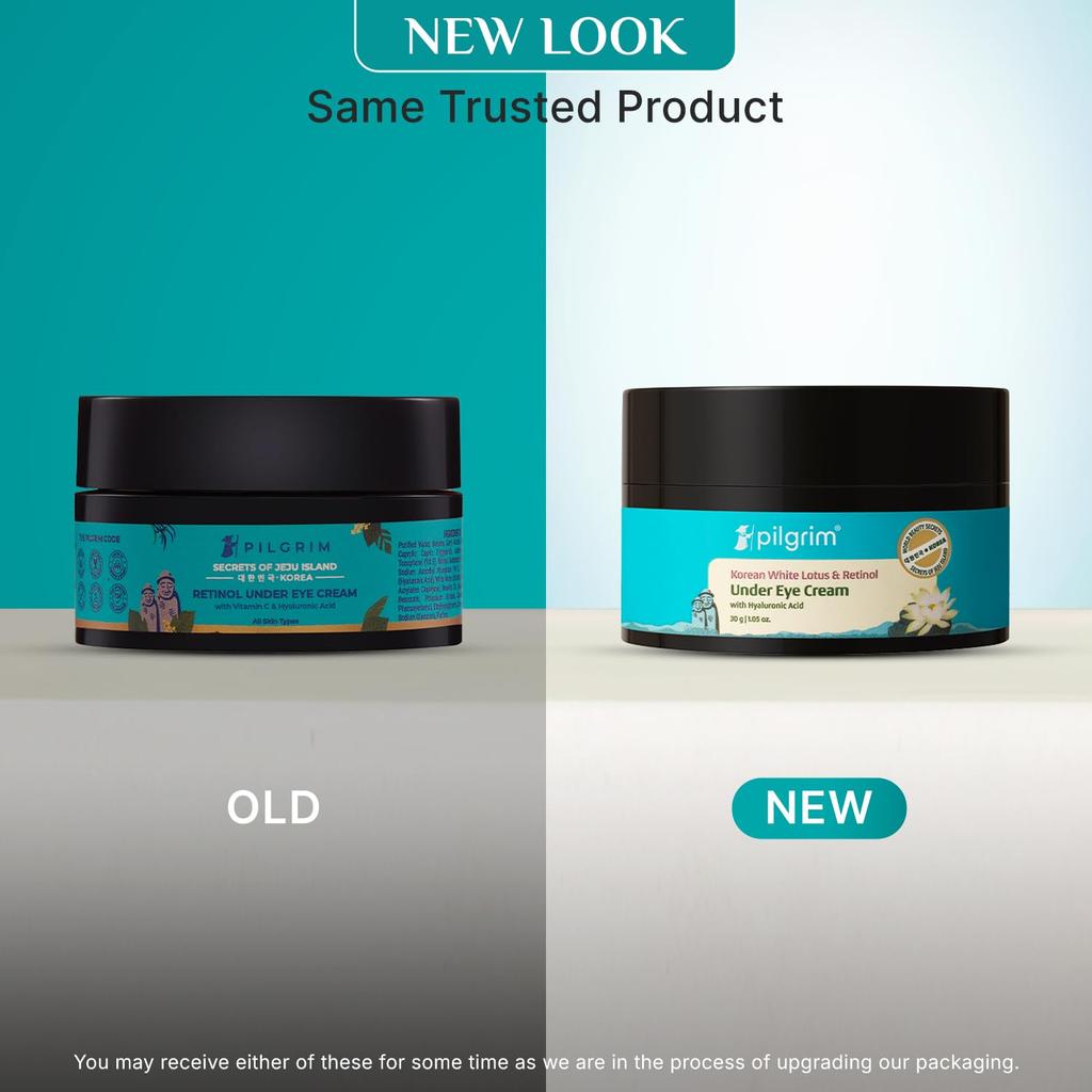 Pilgrim Retinol Under Eye Cream 30g for Dark Circles Puffiness Fine Lines with Vitamin C & Hyaluronic Acid