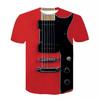 Summer Round Neck 3D Musical Instrument Print Top Fashionable Casual Short Sleeved Men's T-shirts