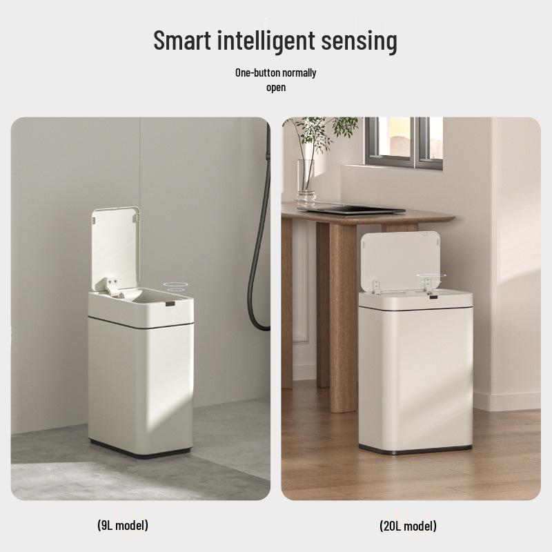 Large Capacity High-Legged Smart Sensor Trash Can with Lid for Kitchen, Bathroom, and Office