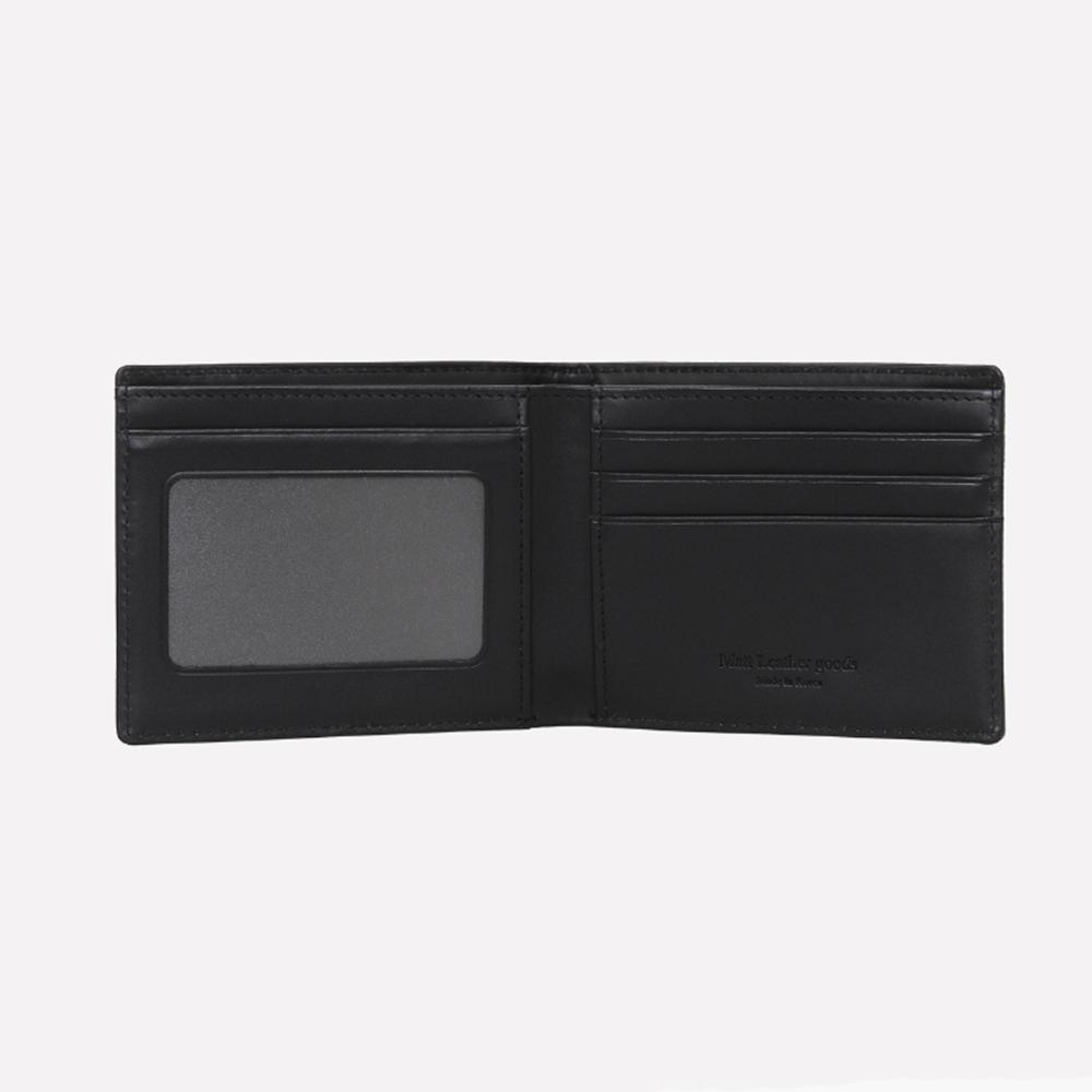 Matt Soft Embossed Cowhide Men'S Bifold Wallet Black