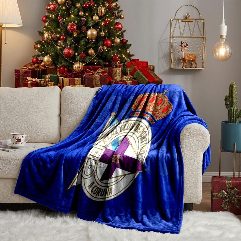 Deportivo A Coruna Crest Throws Blanket Flannel Blankets Plush for Couch Bed Gifts for Men Women Travel picnic blanket Christmas fan gifts