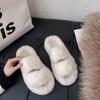 2025 Spring and Autumn New Muffin Thick Bottom Heightening Plush Fluffy Cotton Slippers Women Wear Ins Home Fluffy Slippers