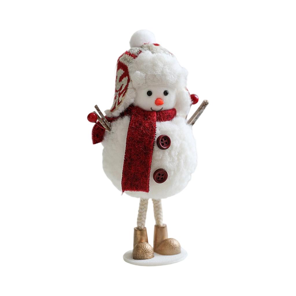 Plush Christmas Snowman Doll Desktop Decoration With Red Scarf, Cute Doll For Window Display Atmosphere Decoration