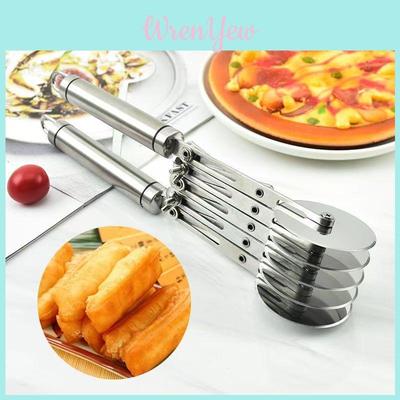 Stainless Steel Multiwheel Youtiao Cutter With Pizza And Pastry Blade For Kitchen Use