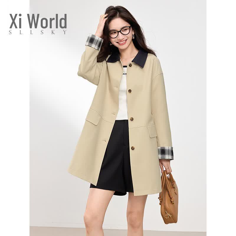 Women s British Style Mid-Length Trench Coat L