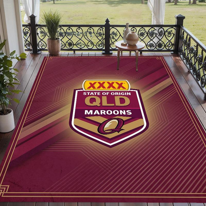 Soft Floor Carpet Queensland Maroons Pattern Area Rug Decorative Mat For Home Room Decoration