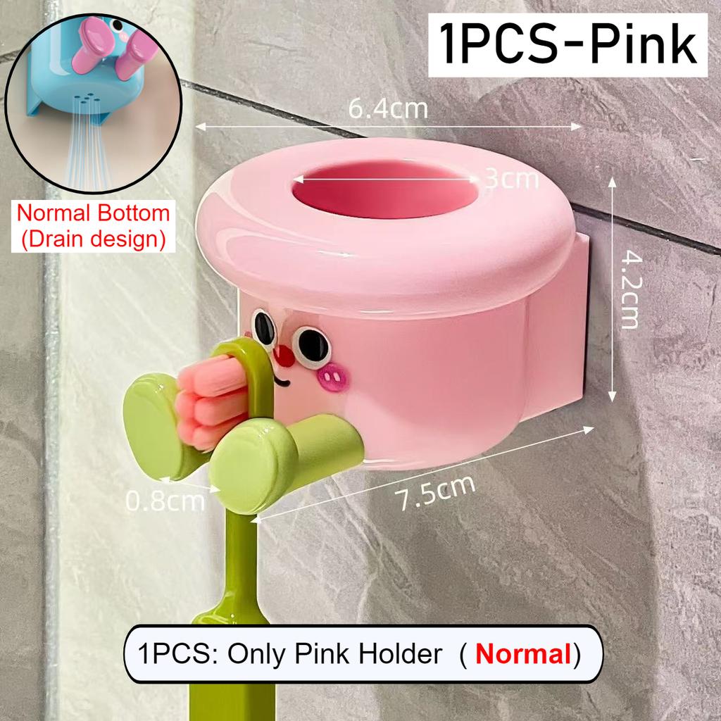 Cartoon Toothbrush Cup Holder Magnetic Punch-Free Upside Down Toothbrush Cup Wall Mounted Bathroom Toothbrush Stand Storage Rack