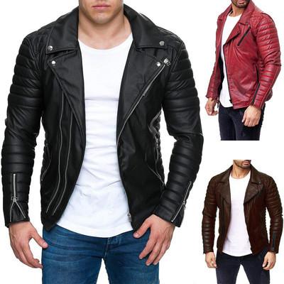 European and American men's leather jacket men's fashion locomotive leather jacket pu jacket leather jacket m-xl
