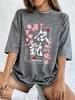 Tokyo Legend Cherry Branch Prints Washed TShirts Womens Cotton Oversized Tops ONeck Short Sleeve T Shirt Summer Women Clothes