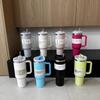 Wasserflasche, 40 oz, Becher, Edelstahlbecher, isolierte Wasserflasche mit Griff, Deckel, Strohhalm, Vakuum-Reisebecher mit großer Kapazität, Kaffeebecher fürs Outdoor-Auto