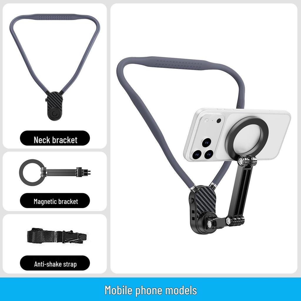 Neck-Mounted Magnetic Bracket for First-Person View Shooting: Outdoor Sports Camera & Phone Holder for Climbing, Fishing, and Cycling