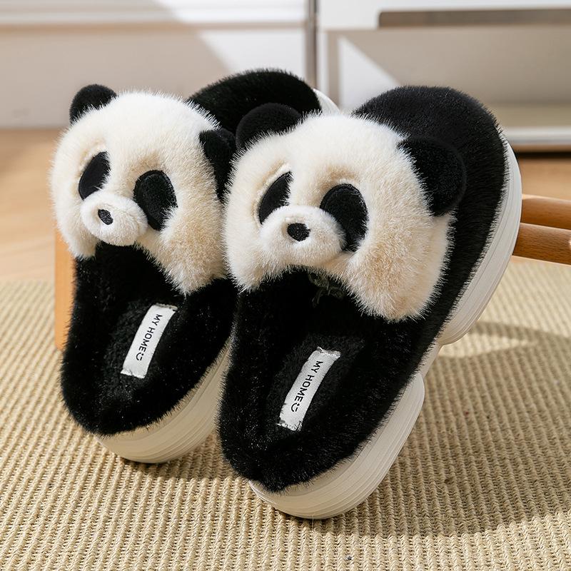 Cute cartoon cotton slippers women's autumn and winter indoor home non-slip warm plush thickened plush kitten cotton mop