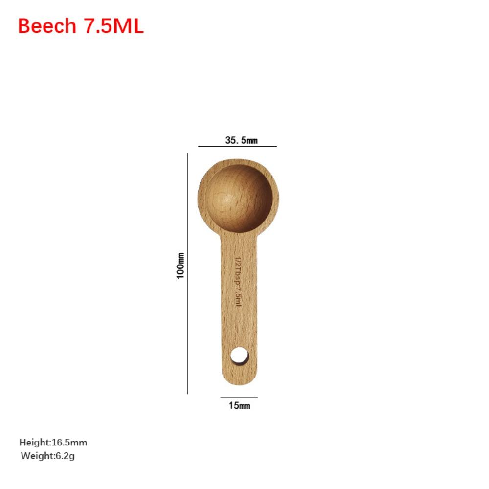 Portable Wooden Measuring Spoon 7.5/10/15/20/30/45ML Kitchen Soup Spoons Kitchen Gadgets Coffee Tea Sugar Spice Spoon