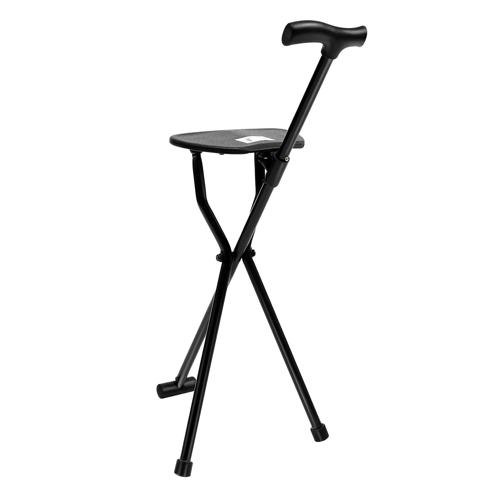 

Трость, Опорная трость, Трость-стул, Складная трость с сиденьем высотой 35,4 дюйма и выдерживающая до 249,12 фунтов чёрный