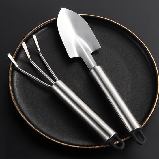 Stainless Steel Gardening Tool Small Garden Tool for Hand Rake Trowel Potted Plants Balcony Planting Transplanting